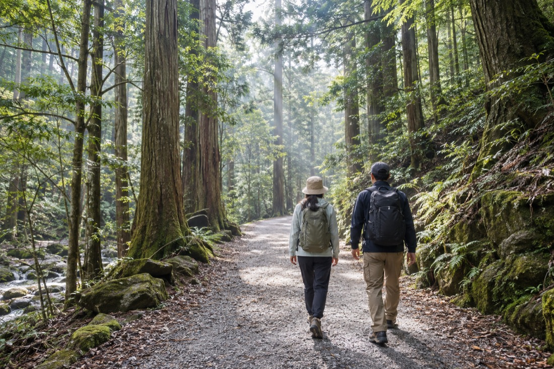Guided forest experience in Chizu — AI-generated concept