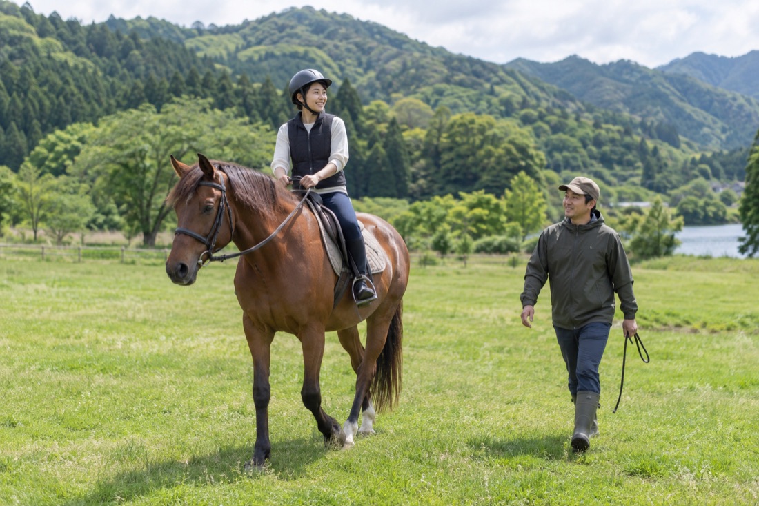 Horse riding near Mount Daisen — AI-generated concept