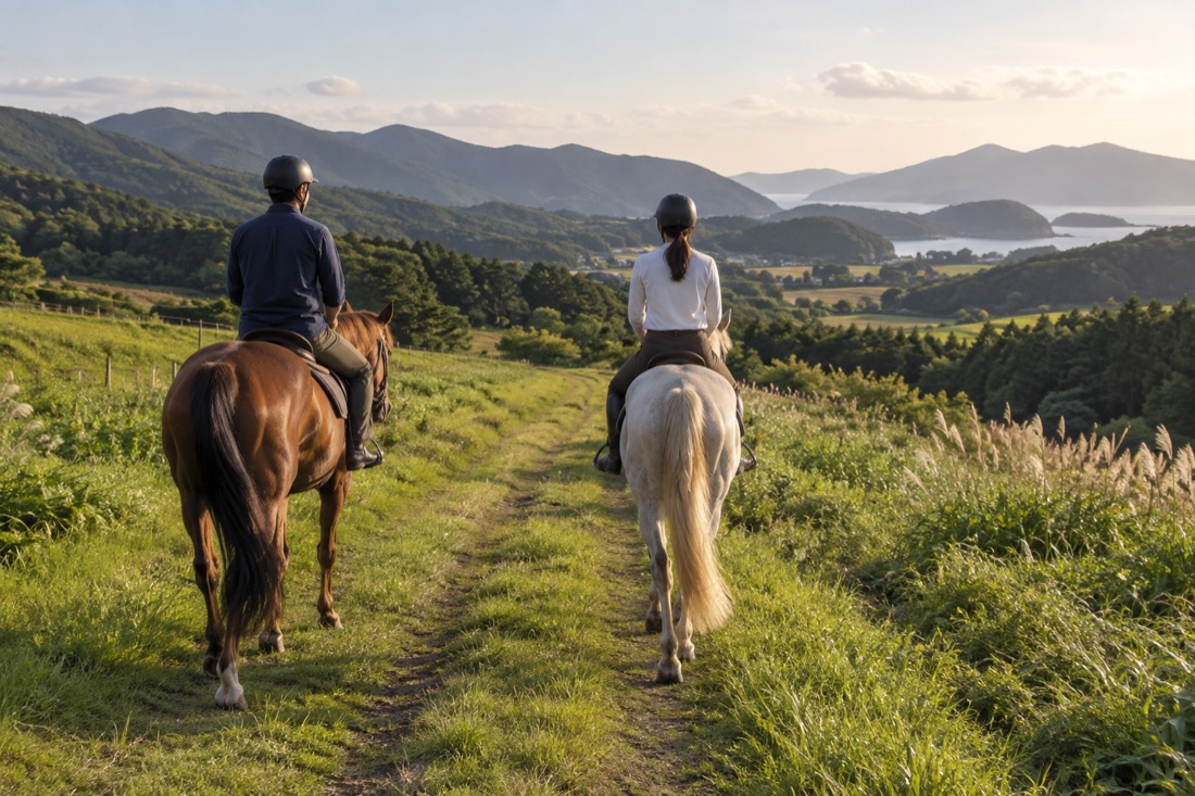 Horse riding and trekking at Sansan Farm — AI-generated concept