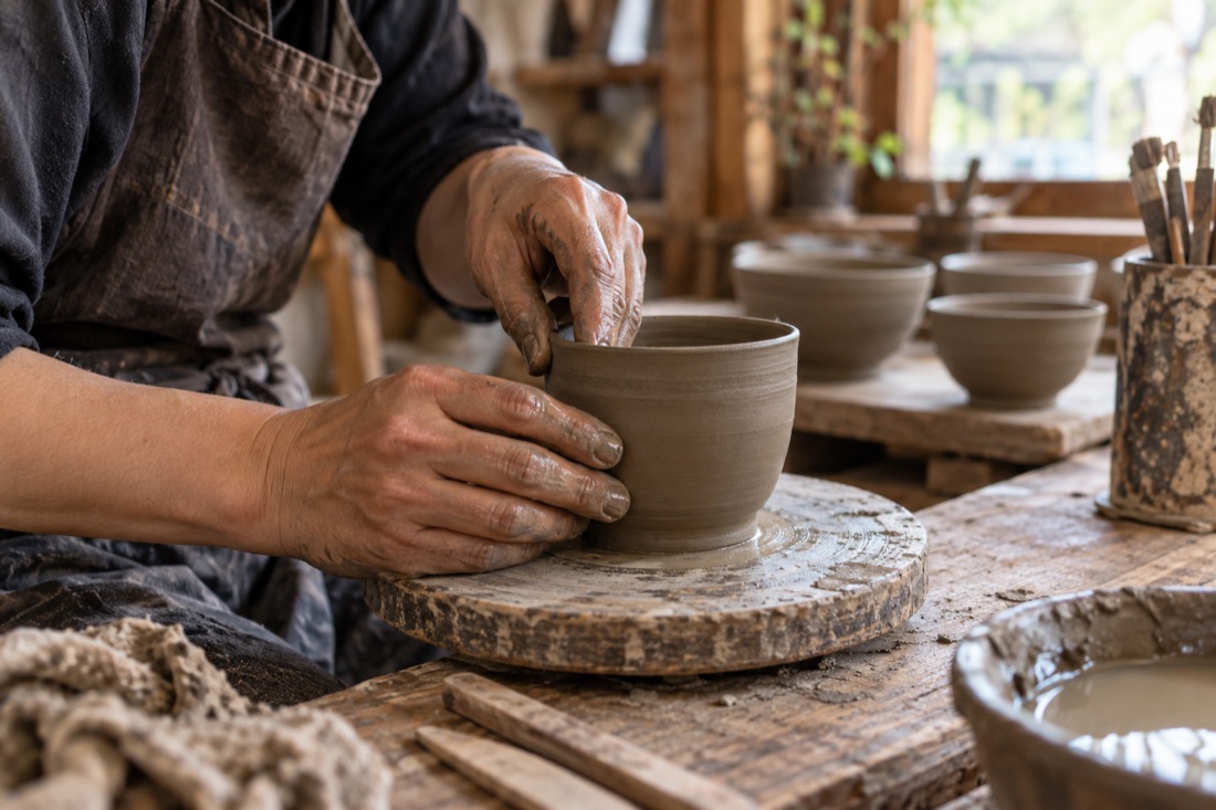 Pottery in Yunotsu — AI-generated concept