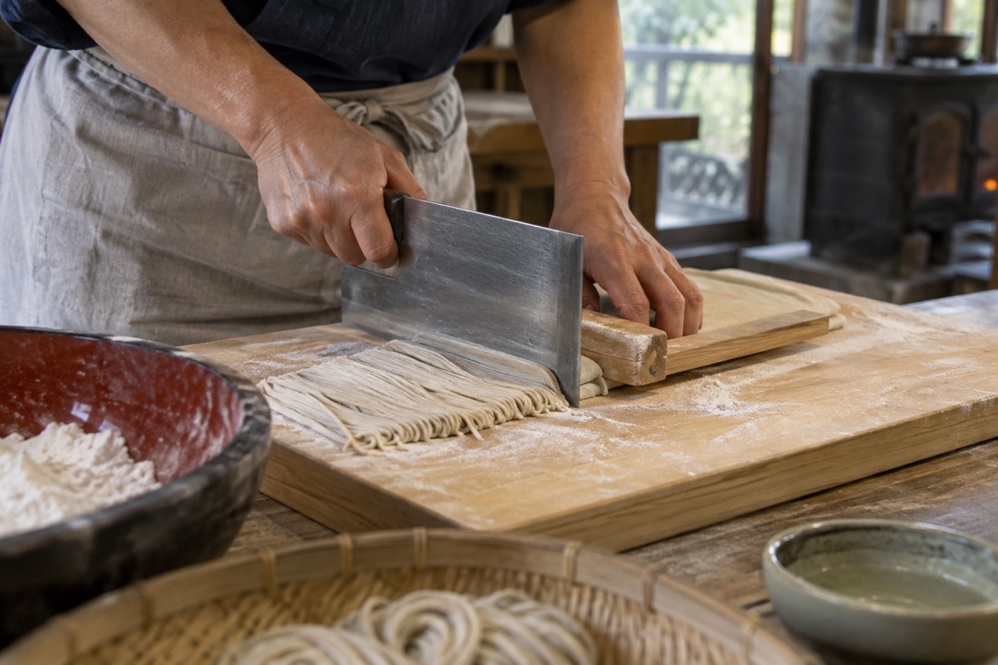Soba workshop in Shikano — AI-generated concept