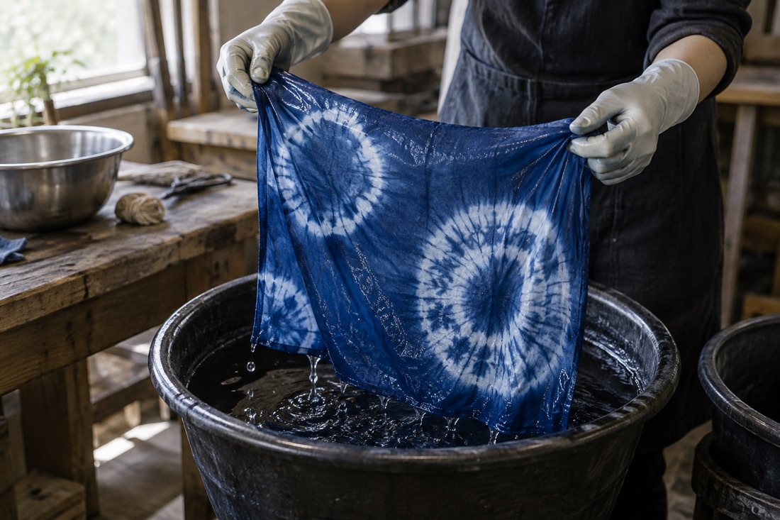 Indigo handkerchief in Hirose — AI-generated concept