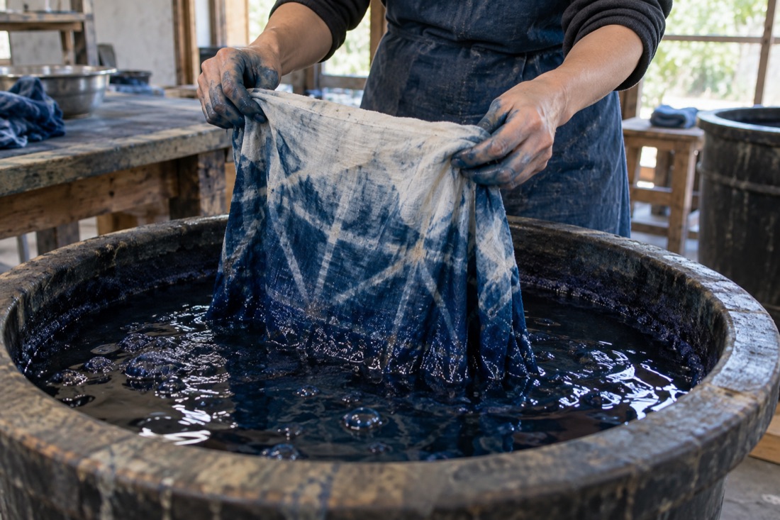 Tsutsugaki dyeing in Yonago — AI-generated concept