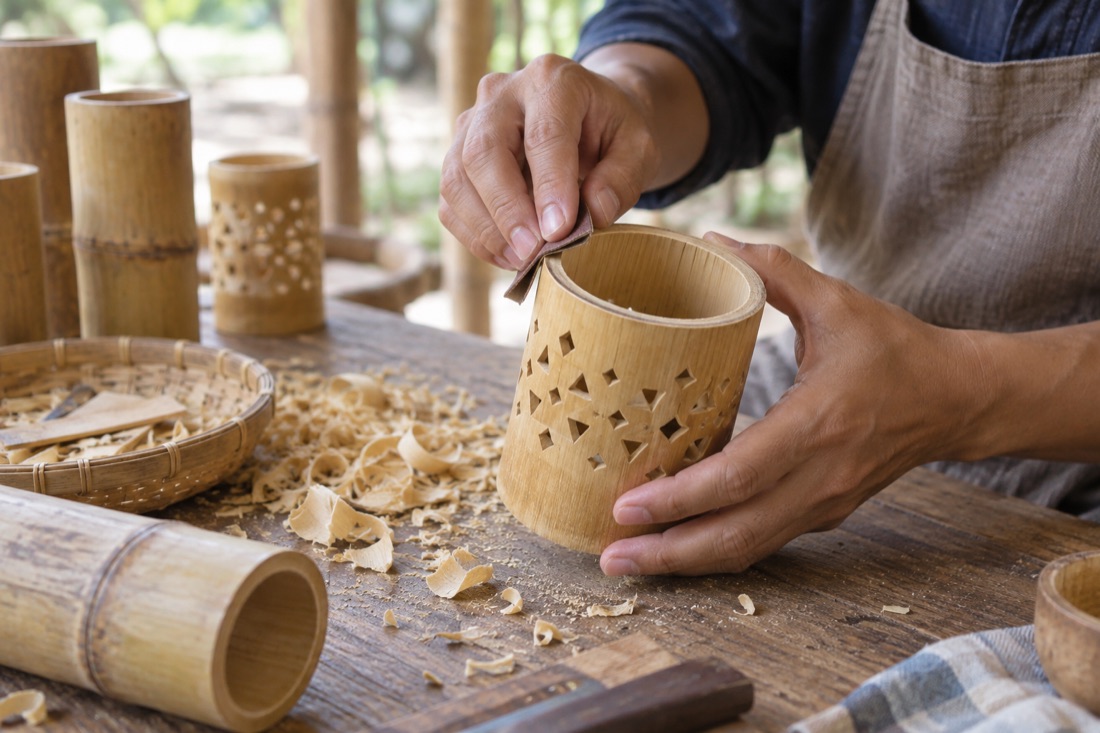 Make bamboo lanterns or chopsticks in Yurihama — AI-generated concept