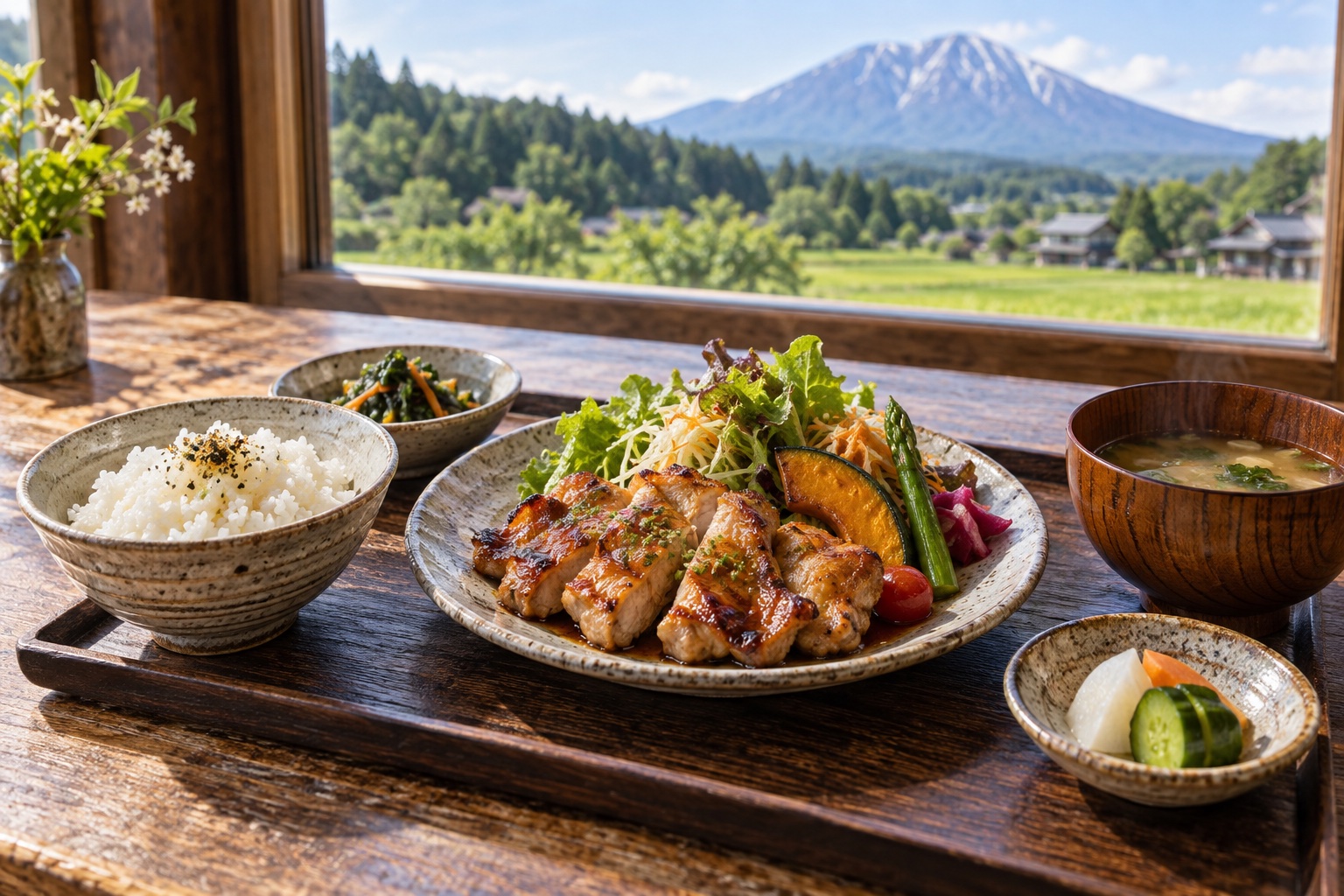 道の駅 大山恵みの里をテーマにしたAI生成イメージ