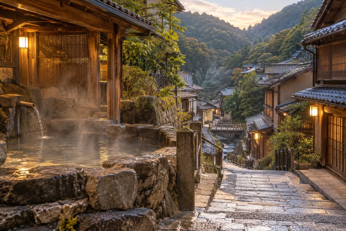 AI-generated illustration inspired by Yufuku Onsen