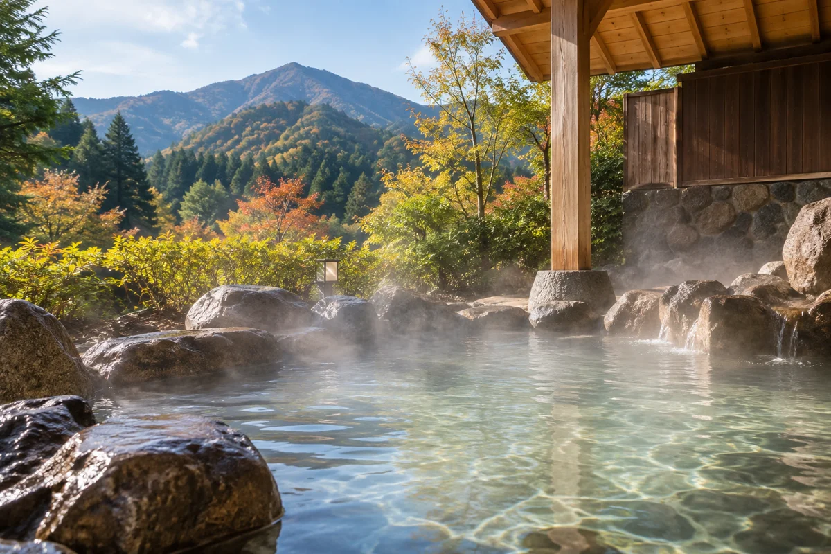 琴引ビレッジ山荘の湯をテーマにしたAI生成イメージ