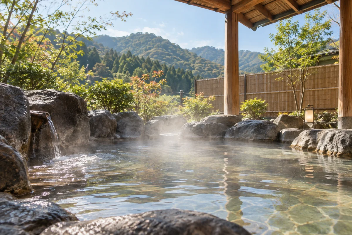 しっとりつるつる北山温泉をテーマにしたAI生成イメージ