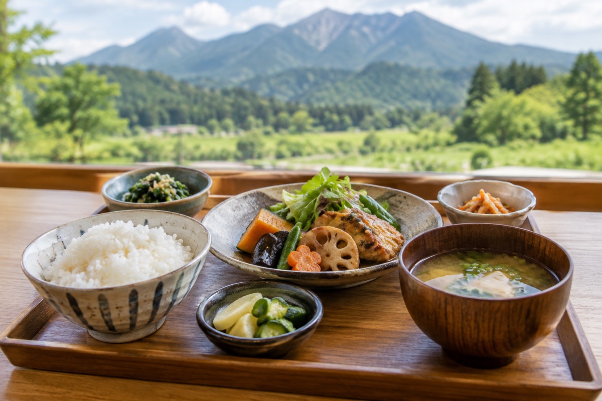 お食事処なないろがし（道の駅奥大山）をテーマにしたAI生成イメージ