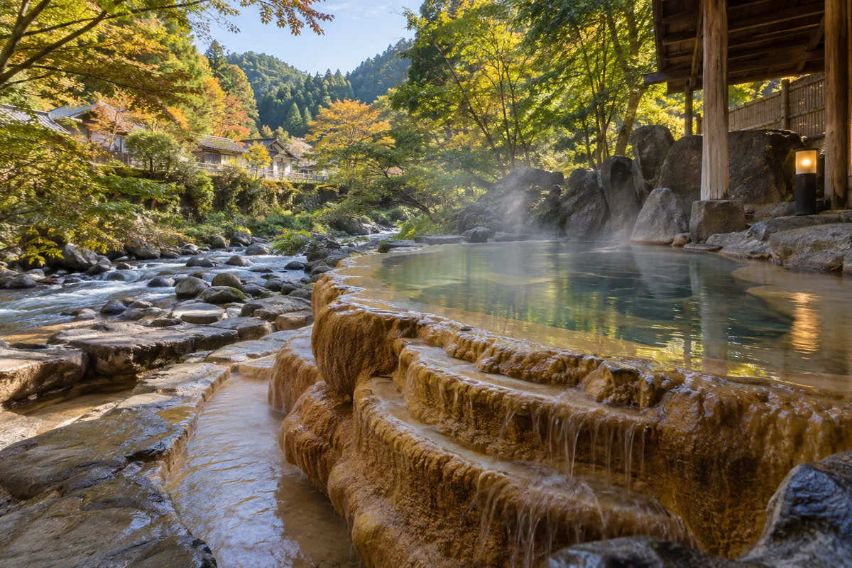 湯抱温泉をテーマにしたAI生成イメージ