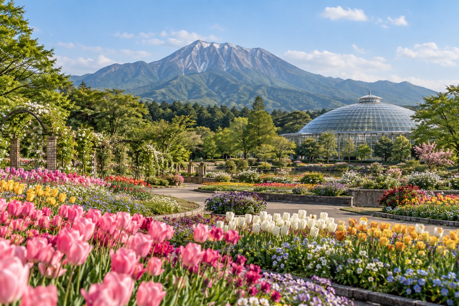 とっとり花回廊をテーマにしたAI生成イメージ