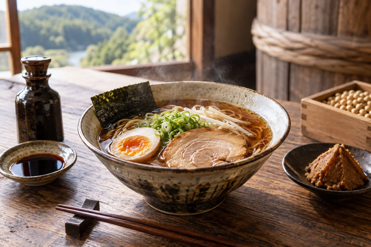垣崎醤油店 醤油屋がつくるラーメンをテーマにしたAI生成イメージ