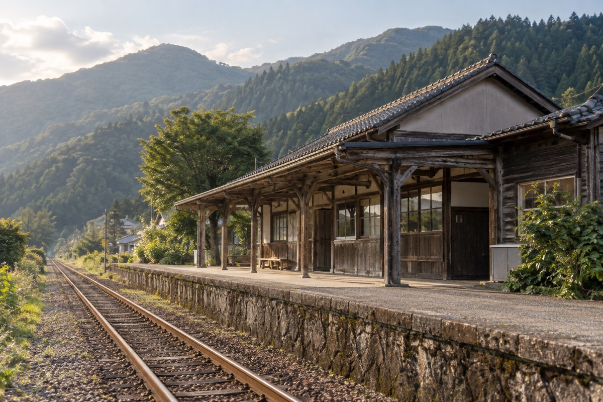 若桜鉄道 若桜駅をテーマにしたAI生成イメージ