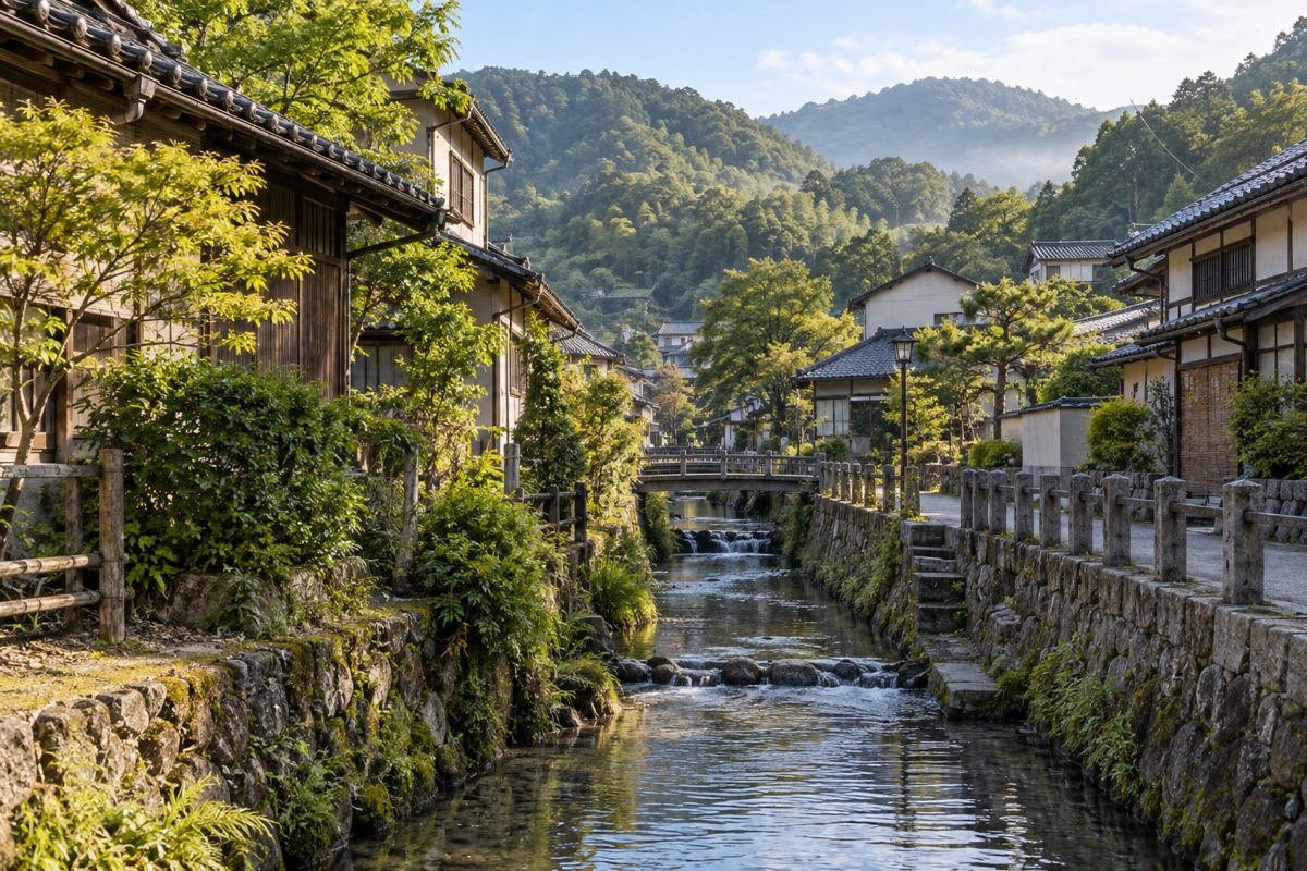 吉岡温泉をテーマにしたAI生成イメージ