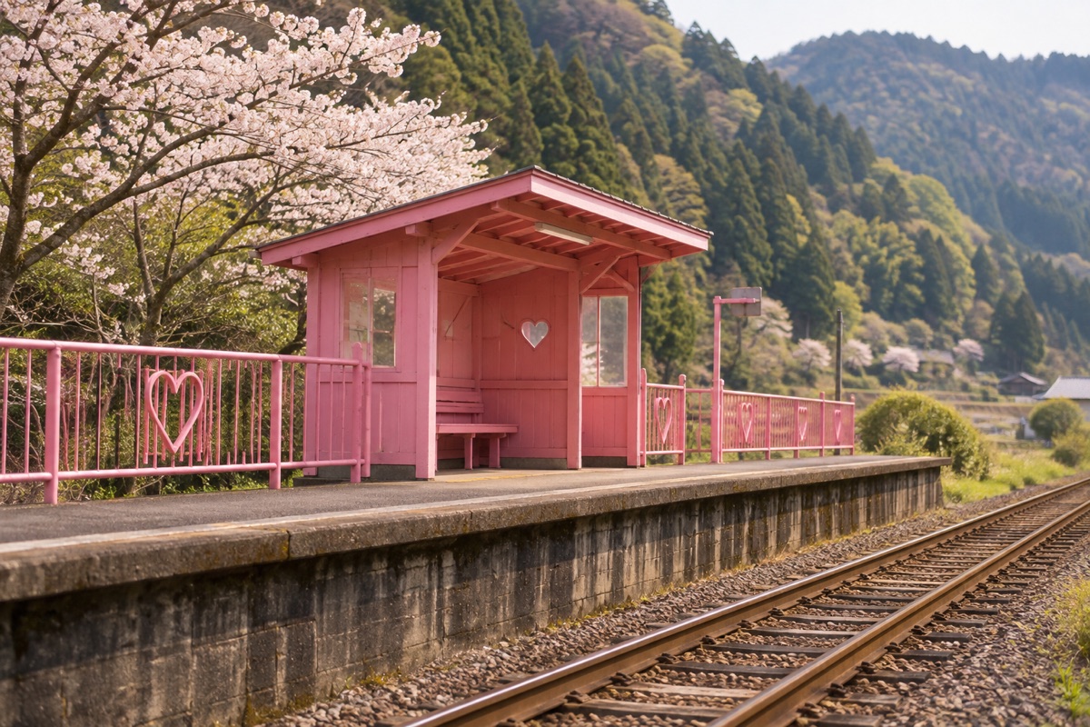 恋山形駅をテーマにしたAI生成イメージ