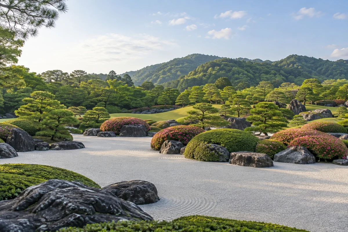 AI-generated illustration inspired by Adachi Museum of Art