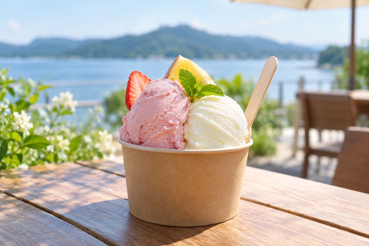 ALOHA CAFE（道の駅はわい）をテーマにしたAI生成イメージ