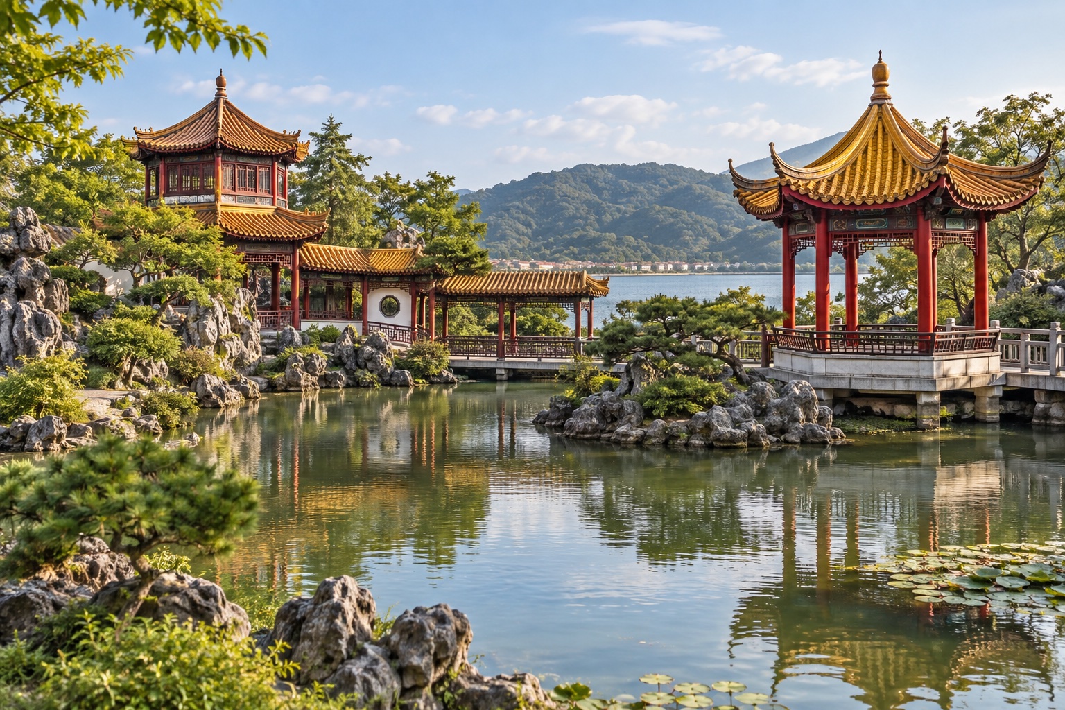 中国庭園 燕趙園をテーマにしたAI生成イメージ